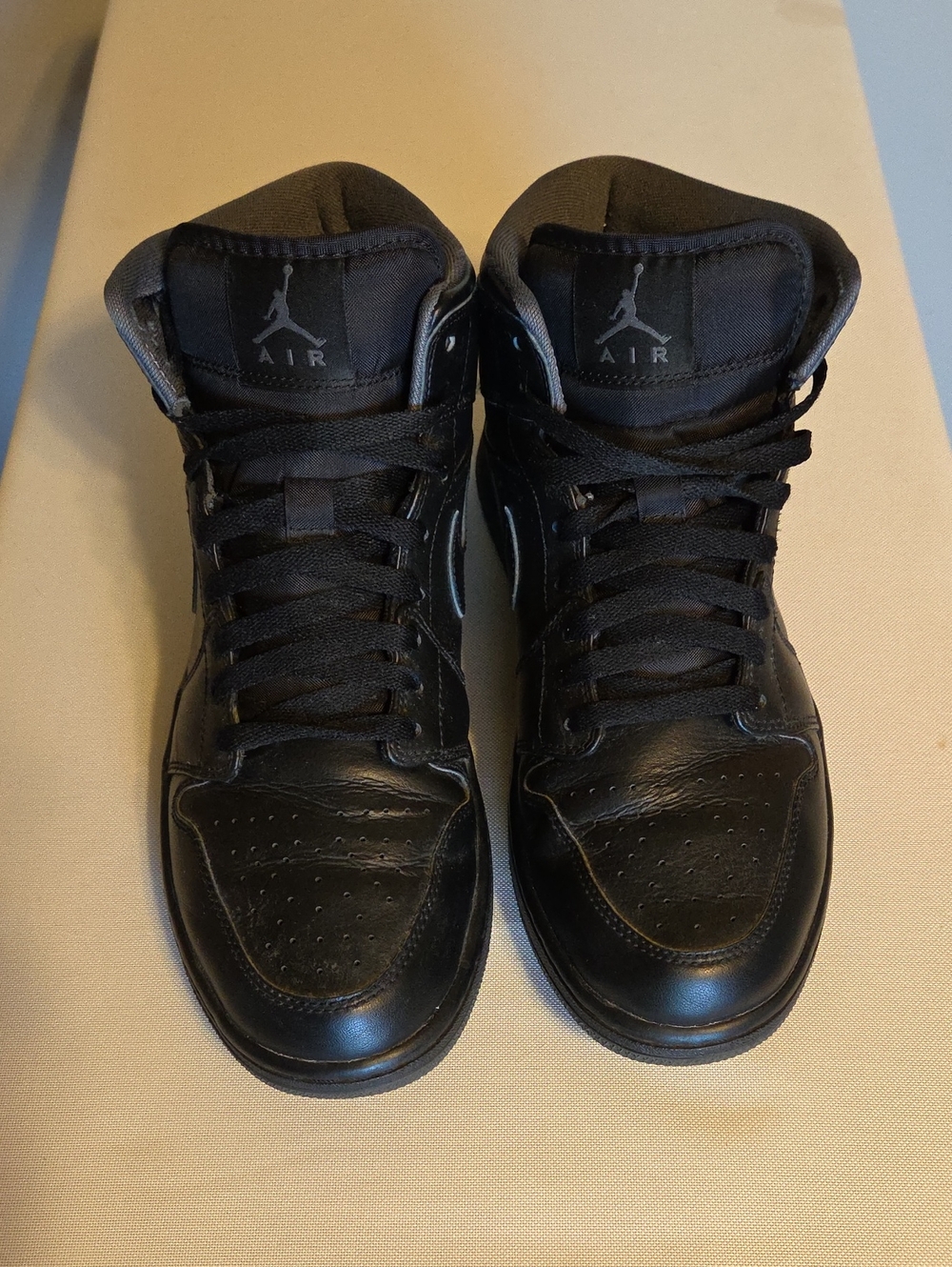 NIKE Air Jordan 1 Mid Triple Black Sneakers - Picture 2 of 10